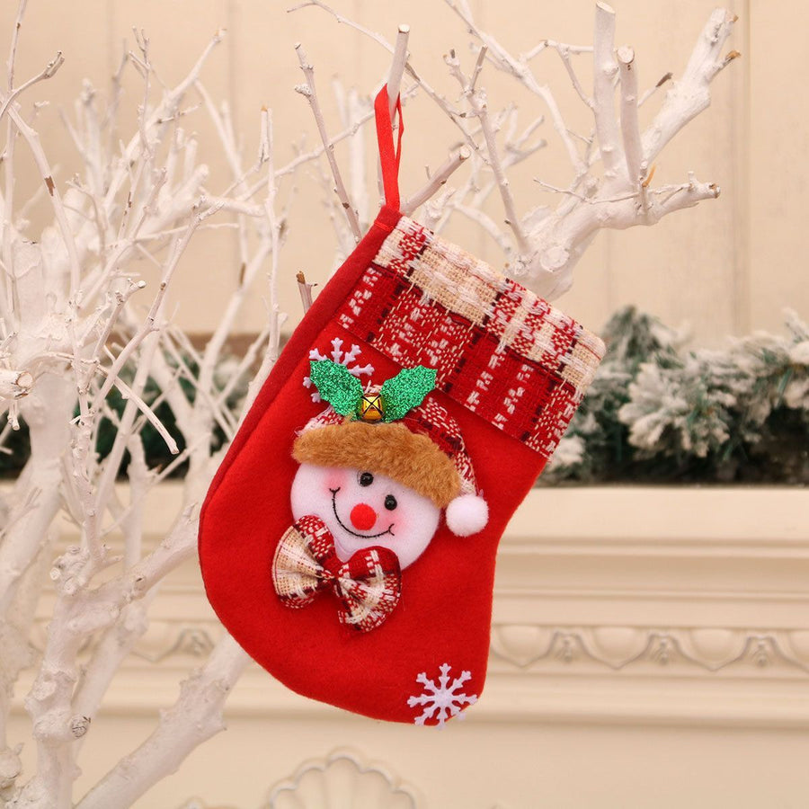 Red Bell Small Snowman Christmas Stocking, Tiny Festive Tree Hanging Ornament, 16*13cm