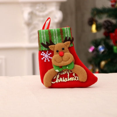 Letter Tag Small Reindeer Stocking, Tiny Christmas Tree Decorative Gift Bag, 16*13cm