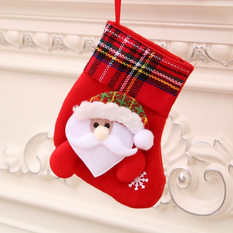 Plain Red Small Santa Christmas Stocking, Mini Xmas Tree Hanging Ornament, 16*13cm