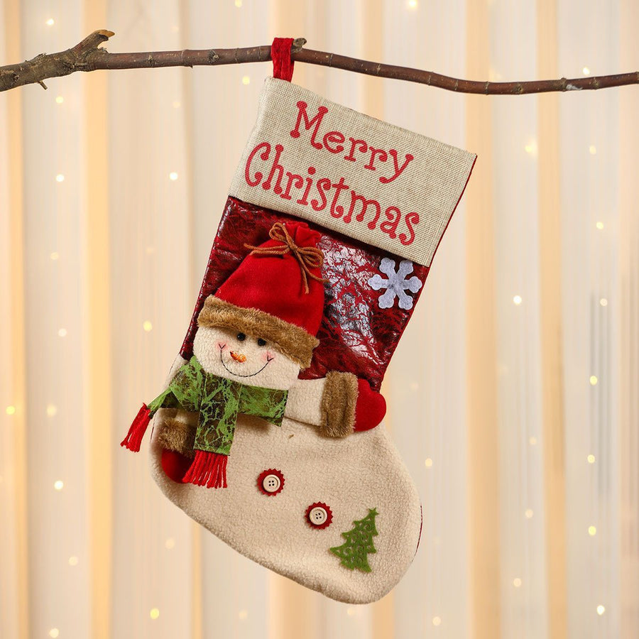 Classic Oversized Snowman Christmas Stocking, Large Xmas Tree Hanging Gift Sack, 47*28cm