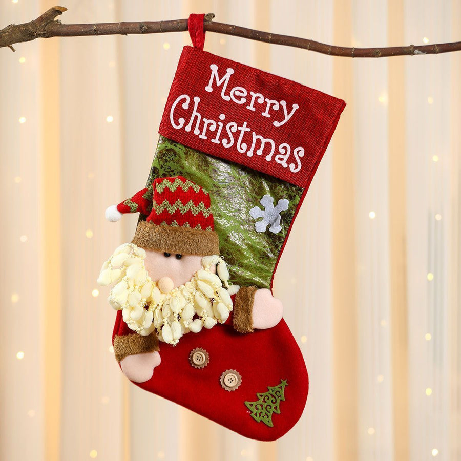 Traditional Oversized Santa Christmas Stocking, Holiday Decorative Present Bag, 47*28cm