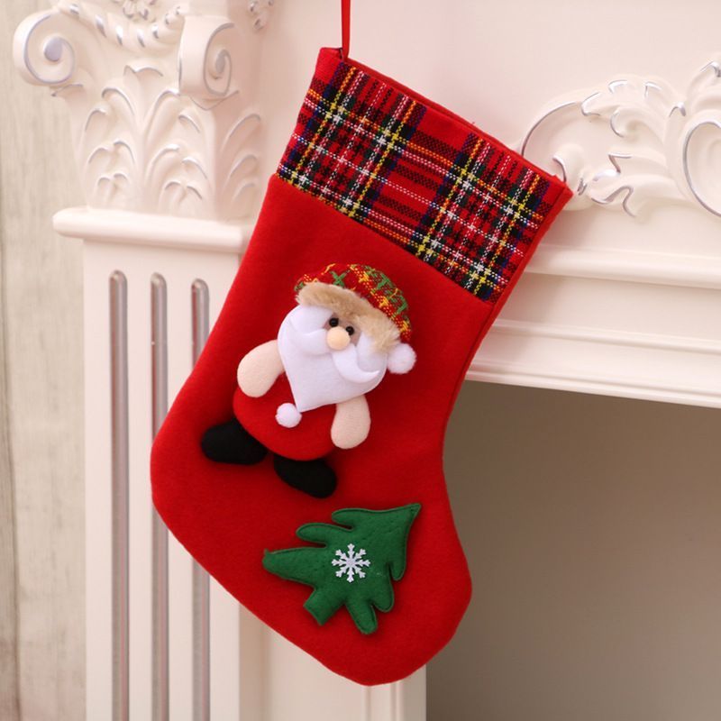 Large Red Santa Christmas Stocking, Vibrant Xmas Tree Hanging Gift Sack, 31*21cm
