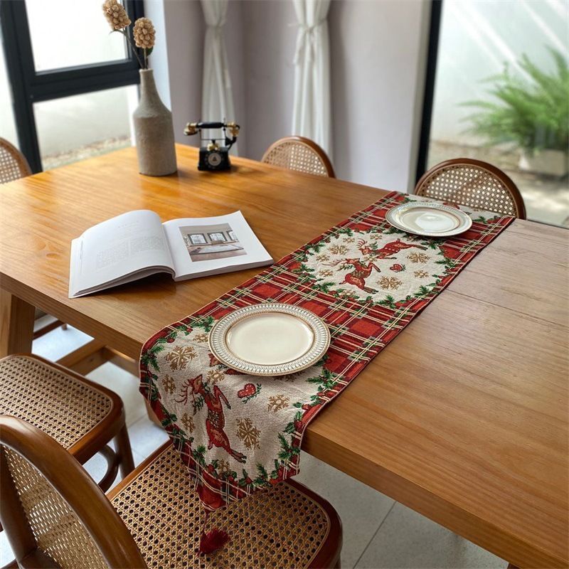 Xmas Festive Table Runner, Tabletop Center Cloth For Celebration, Cabinet Long Towel Decor, 33*140cm, Pattern 03