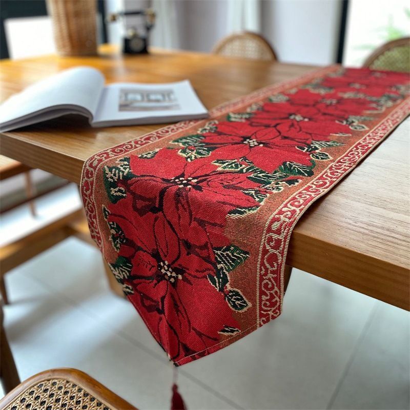 Holiday Party Table Runner, Long Christmas Dining Decor Cloth, Cabinet Towel Decor, 33*280cm, Pattern 07