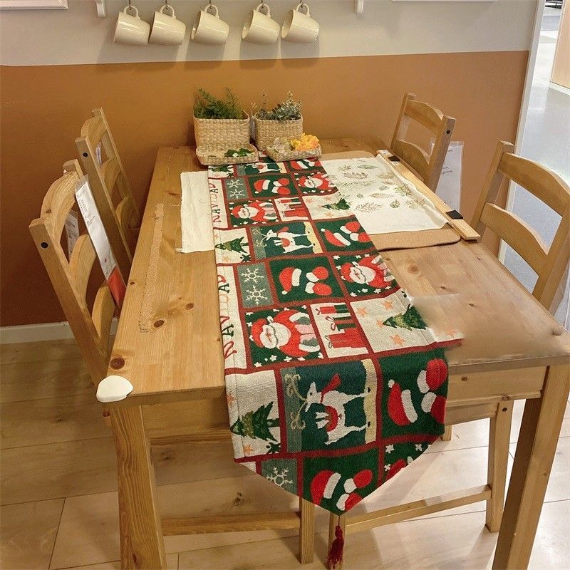 Xmas Long Table Runner, Stylish Dining Centerpiece For Celebration, Cabinet Decor Towel, 33*280cm, Pattern 12