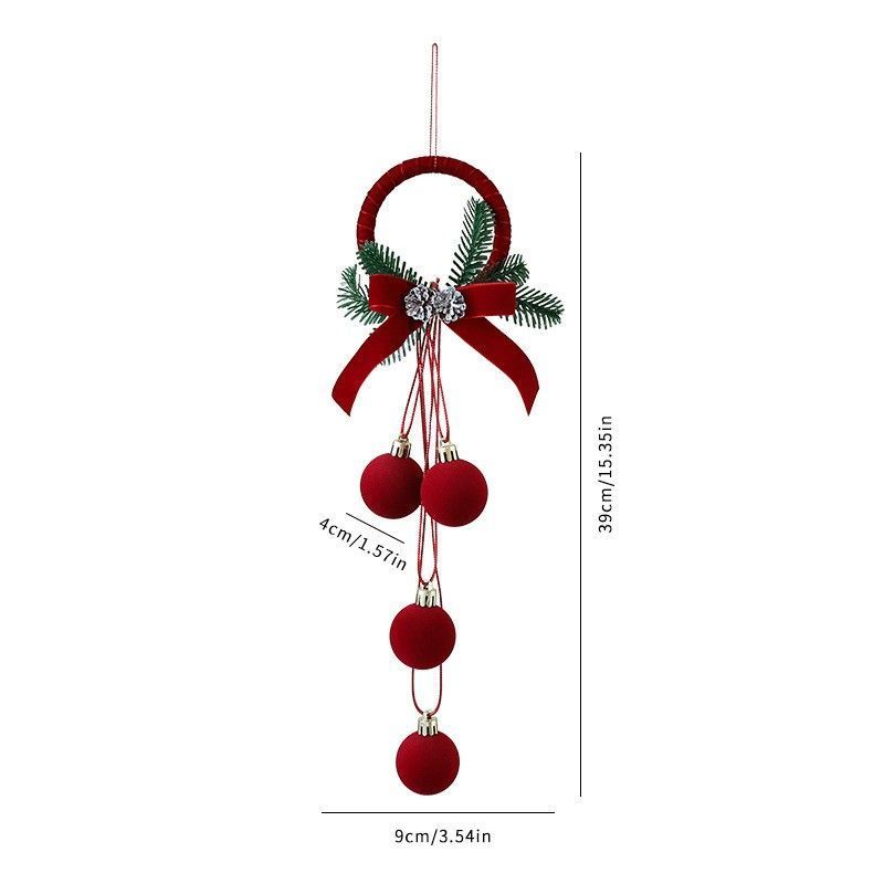 Flocked Circular Ring Christmas Hanging Decor, Seasonal Scene Layout Accessory