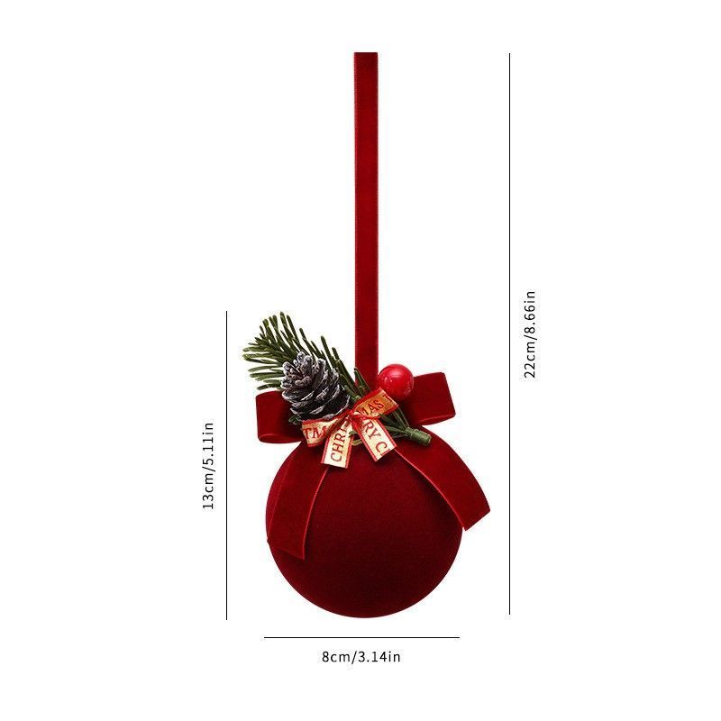 Flocked Christmas Bauble Hanging Ornament, Holiday Home & Store Window Decoration