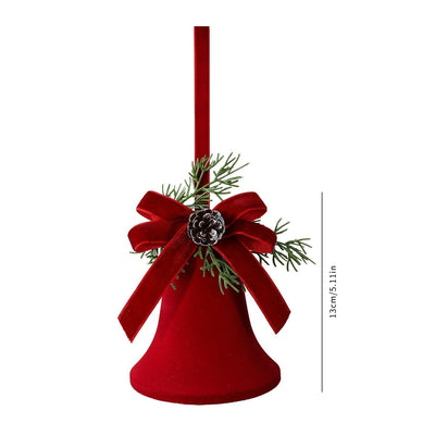 Flocked Arch Bell Christmas Hanging Ornament, Holiday Window Display Decor