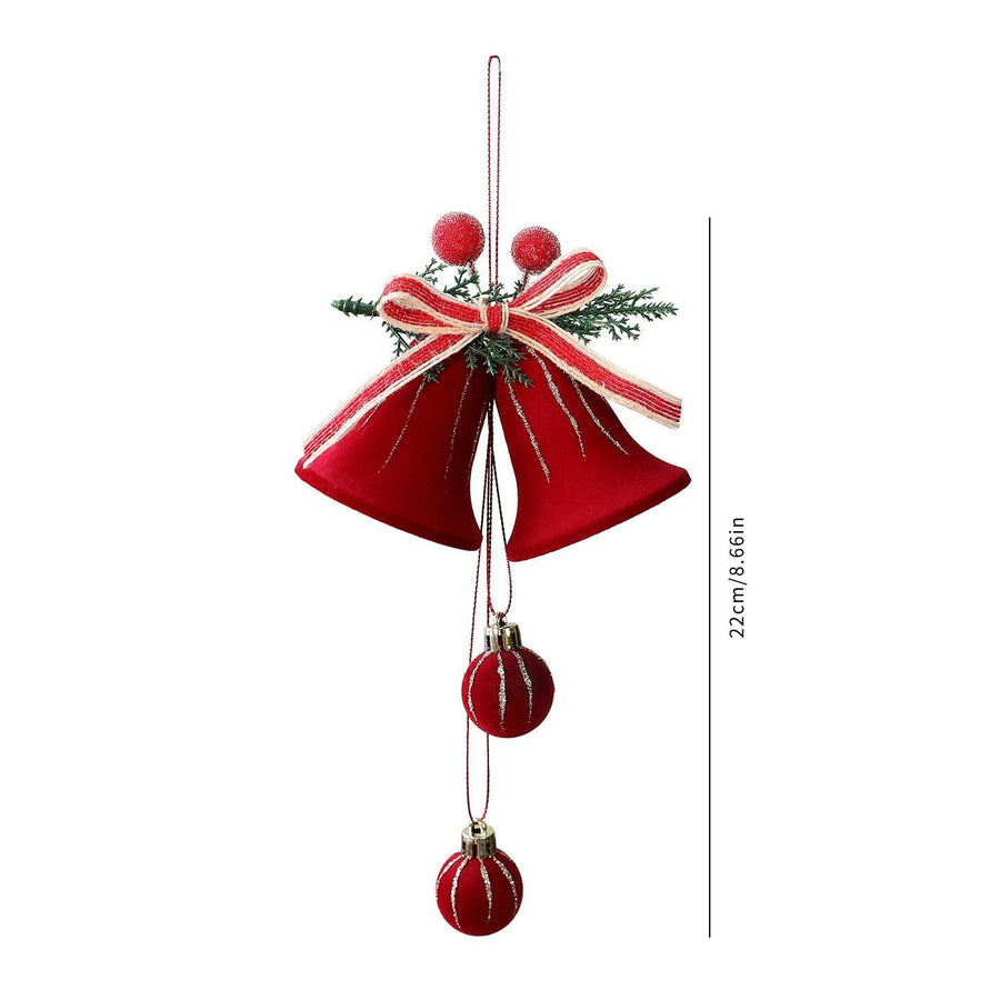 Medium Size Flocked Arch Bell Christmas Hanging Decor, Indoor Festival Decoration