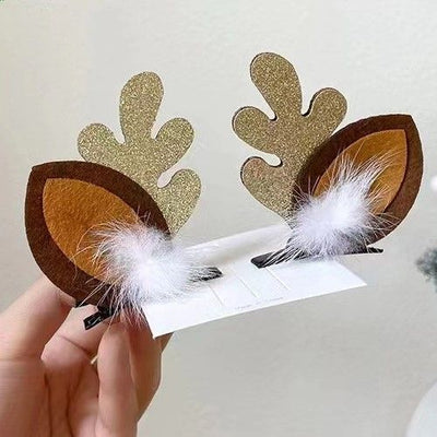Lovely Festival Antler Headpiece, Pom Pom Sequins Brown Horn, Halloween and Christmas Party Hair Accessory