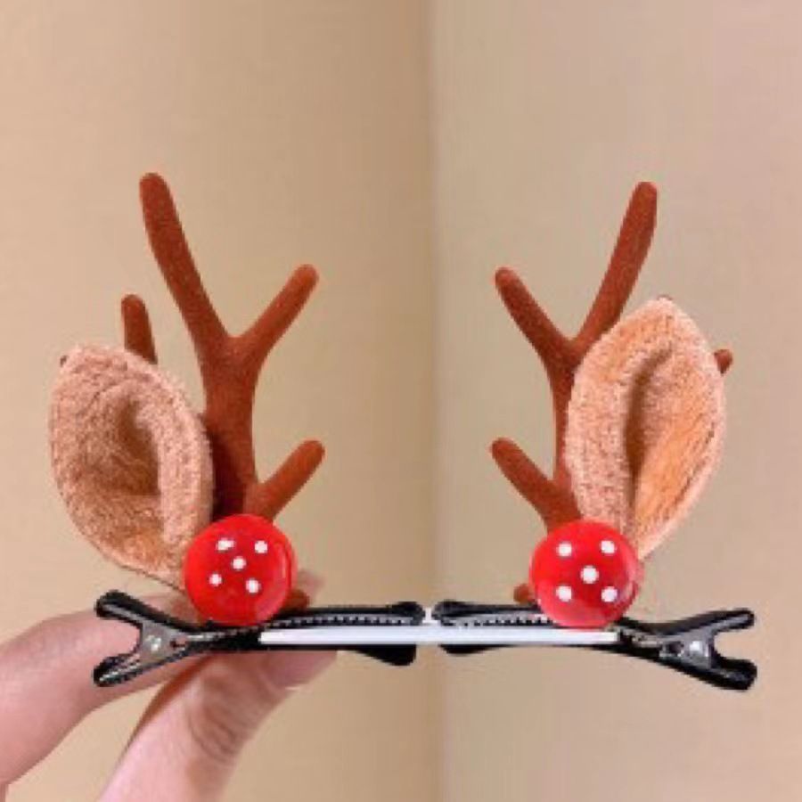 Mushroom Decor Brown Antler Hair Clips, A Pair Head Accessory For Christmas and Halloween Event