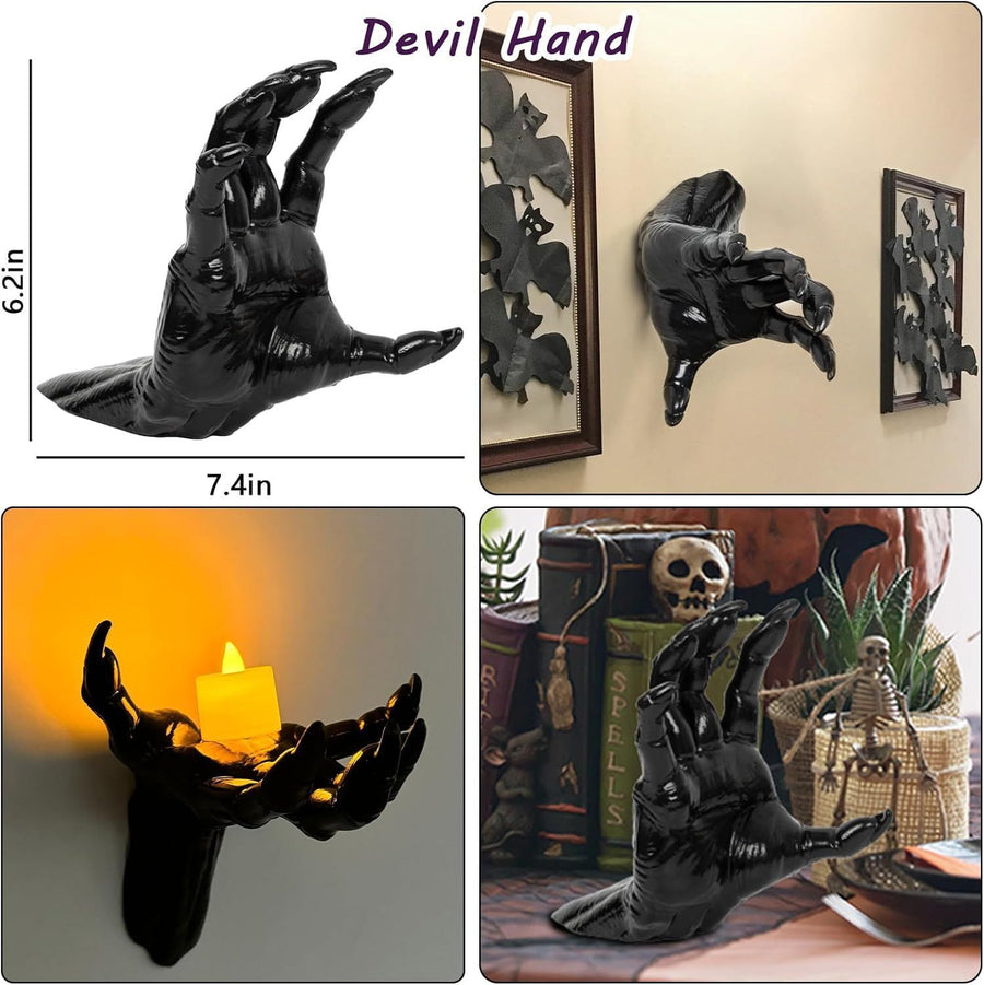 Halloween & Christmas Horror Fake Devil Hand Table Decor, Spooky Scene Layout Prop, No.2 Single Hand (Candles Not Included)