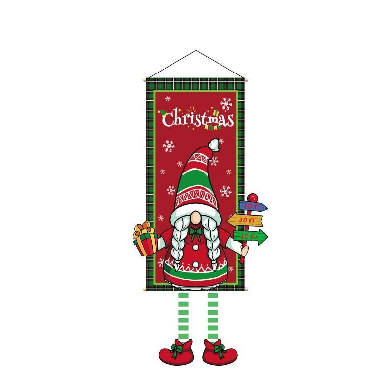 Printed Hanging Tapestry Background Cloth, Christmas & Halloween Indoor Party Decor, Gnome Style, 110*40cm
