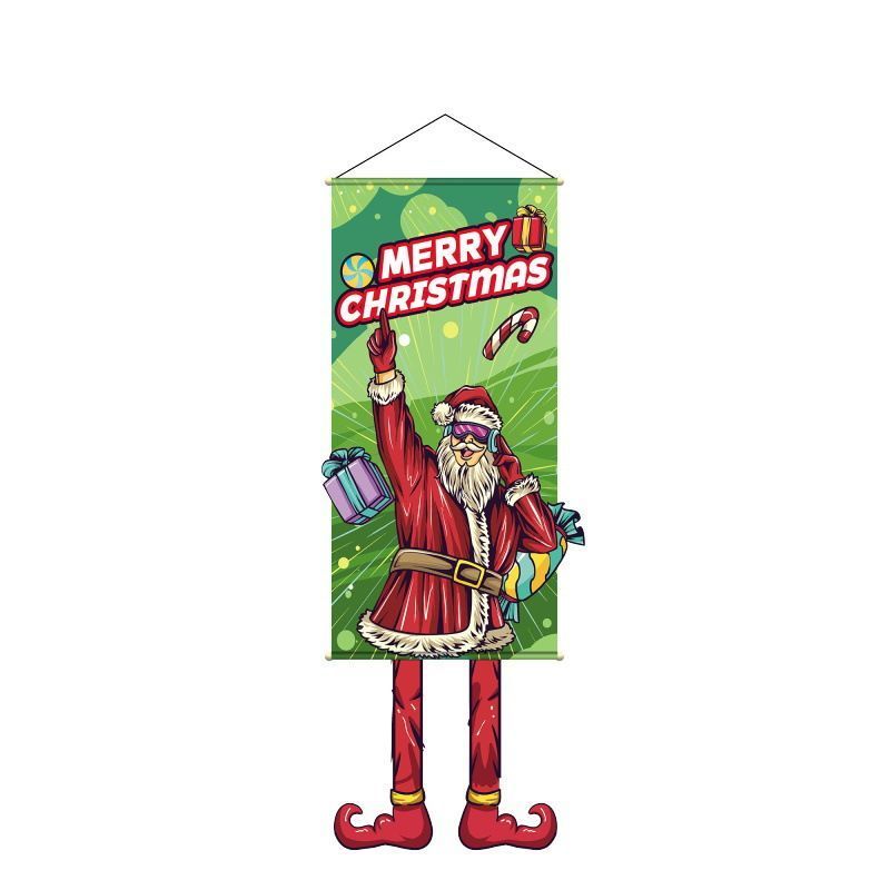 Santa Pattern Hanging Banner, Christmas & Halloween Creative Printed Party Backdrop Decoration, 110*40cm