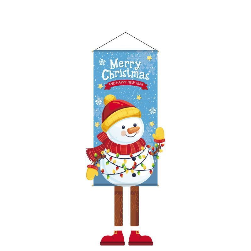 Snowman Print Hanging Tapestry, Christmas & Halloween Party Backdrop Decor Supplies, 110*40cm