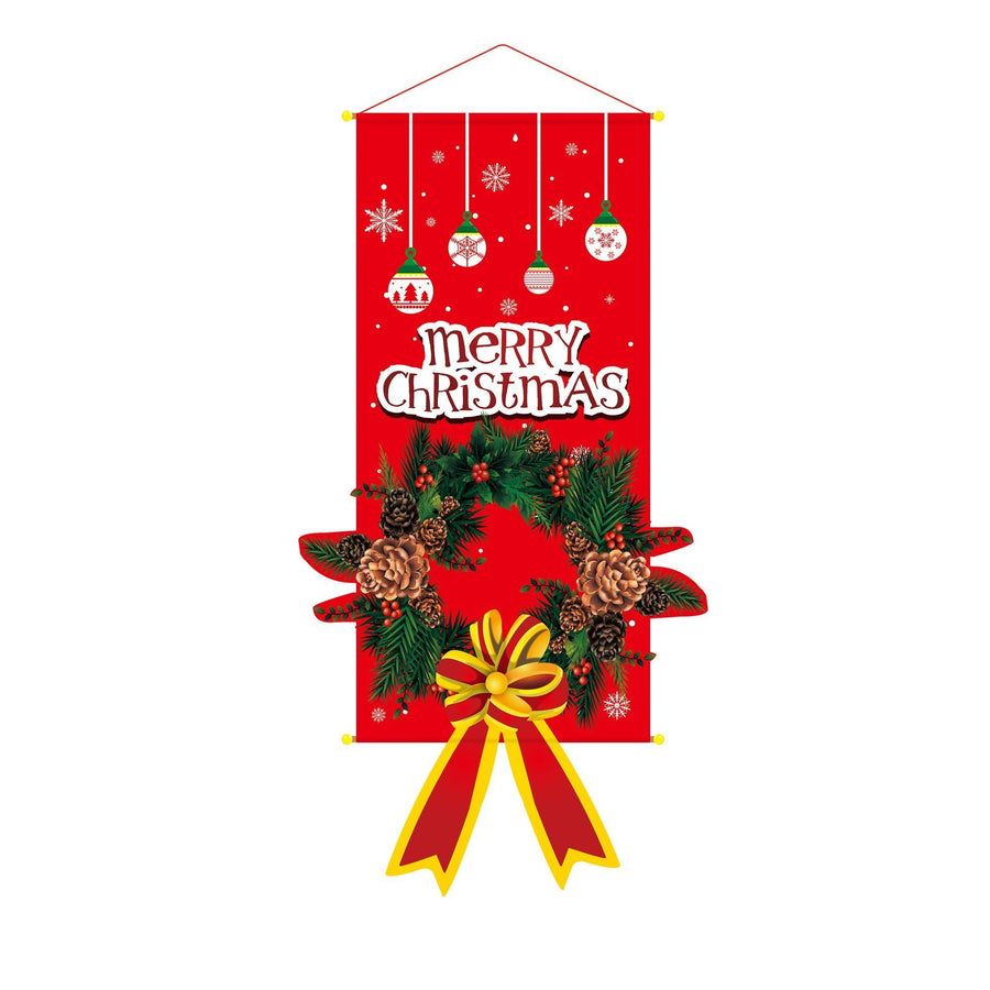 Wreath Pattern Hanging Banner, Christmas & Halloween Creative Printed Background Cloth For Holiday Layout, 110*40cm