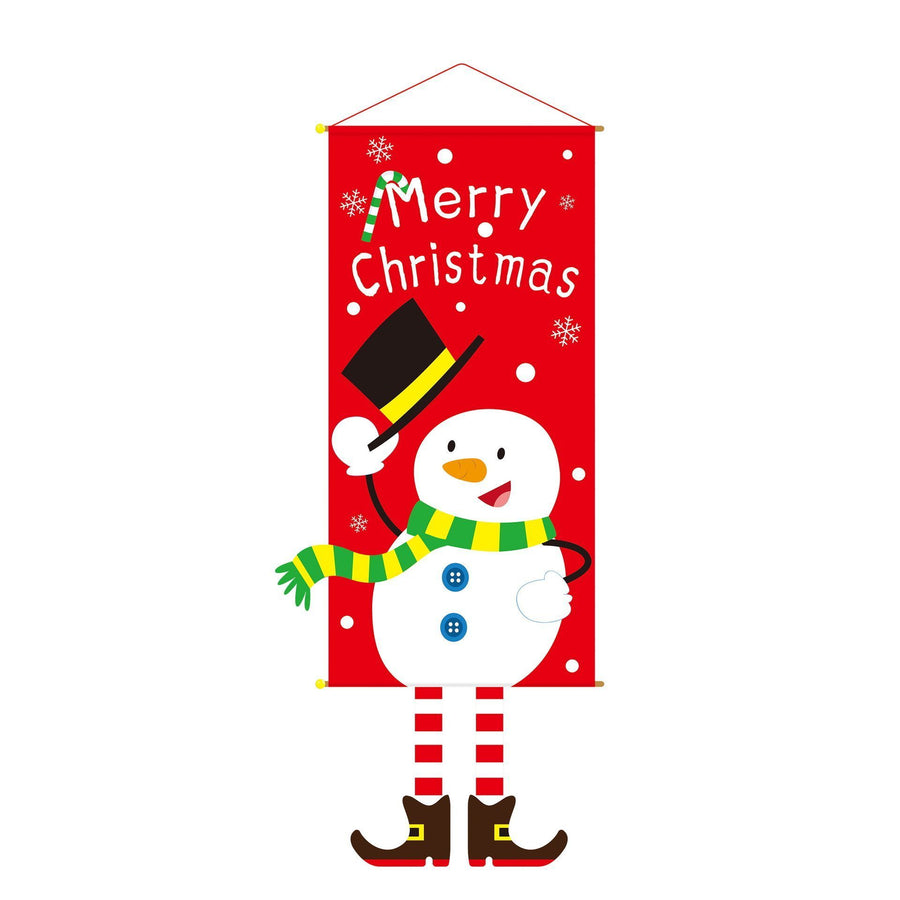 Snowman Printed Hanging Flag, Household Christmas & Halloween Party Decor Backdrop, 110*40cm