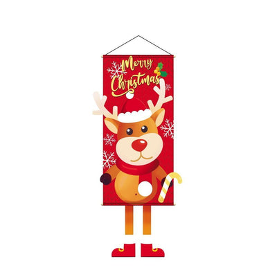 Red Elk Printed Hanging Banner, Christmas & Halloween Indoor Party Background Cloth, 110*40cm