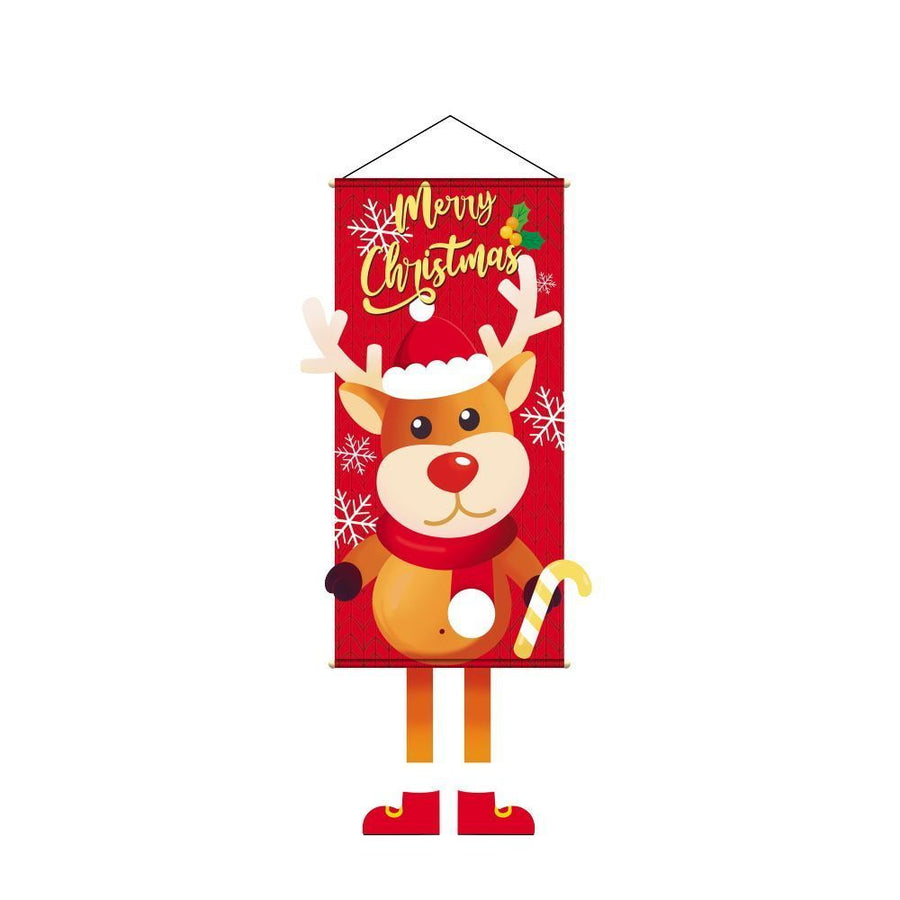 Red Elk Printed Hanging Banner, Christmas & Halloween Indoor Party Background Cloth, 110*40cm