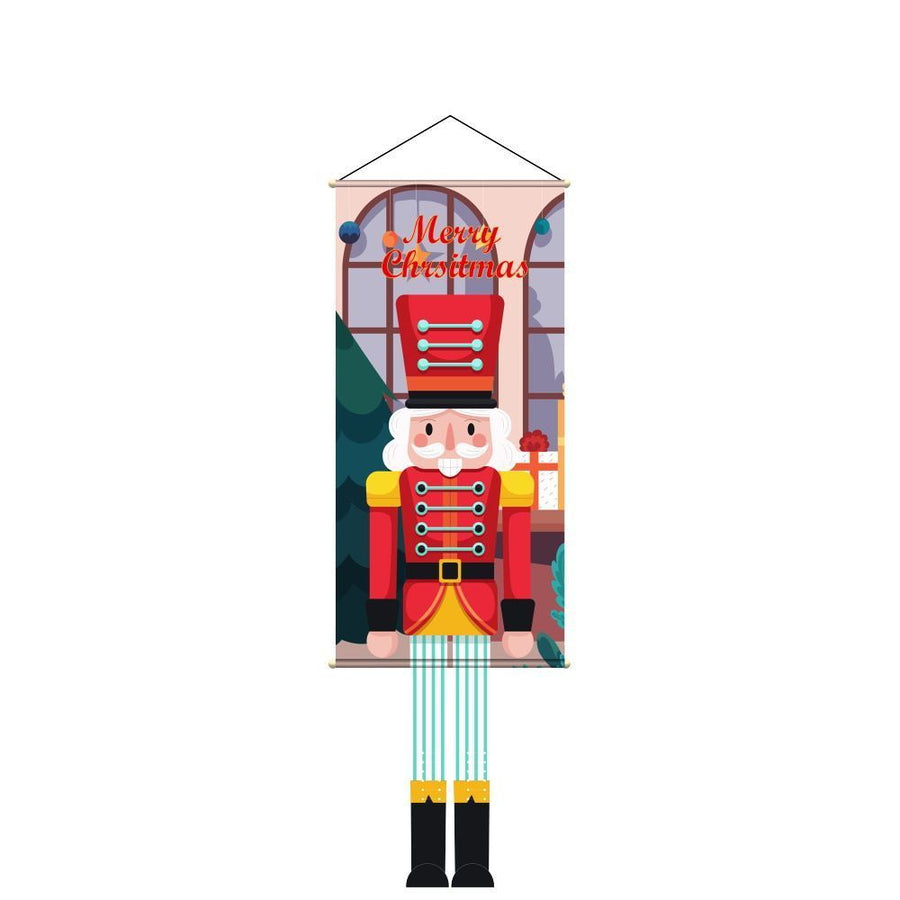 Nutcracker Soldier Print Hanging Flag, Christmas & Halloween Festival Scene Layout Backdrop, 110*40cm