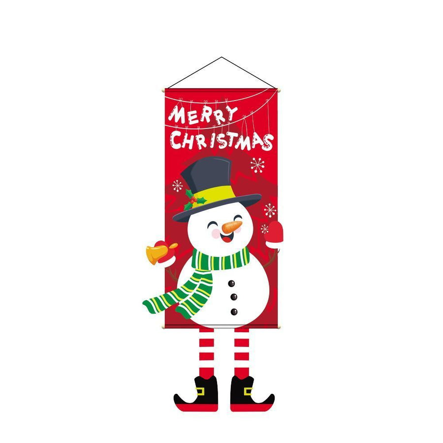 Red Snowman Hanging Tapestry, Christmas & Halloween Creative Printed Party Prop, 110*40cm