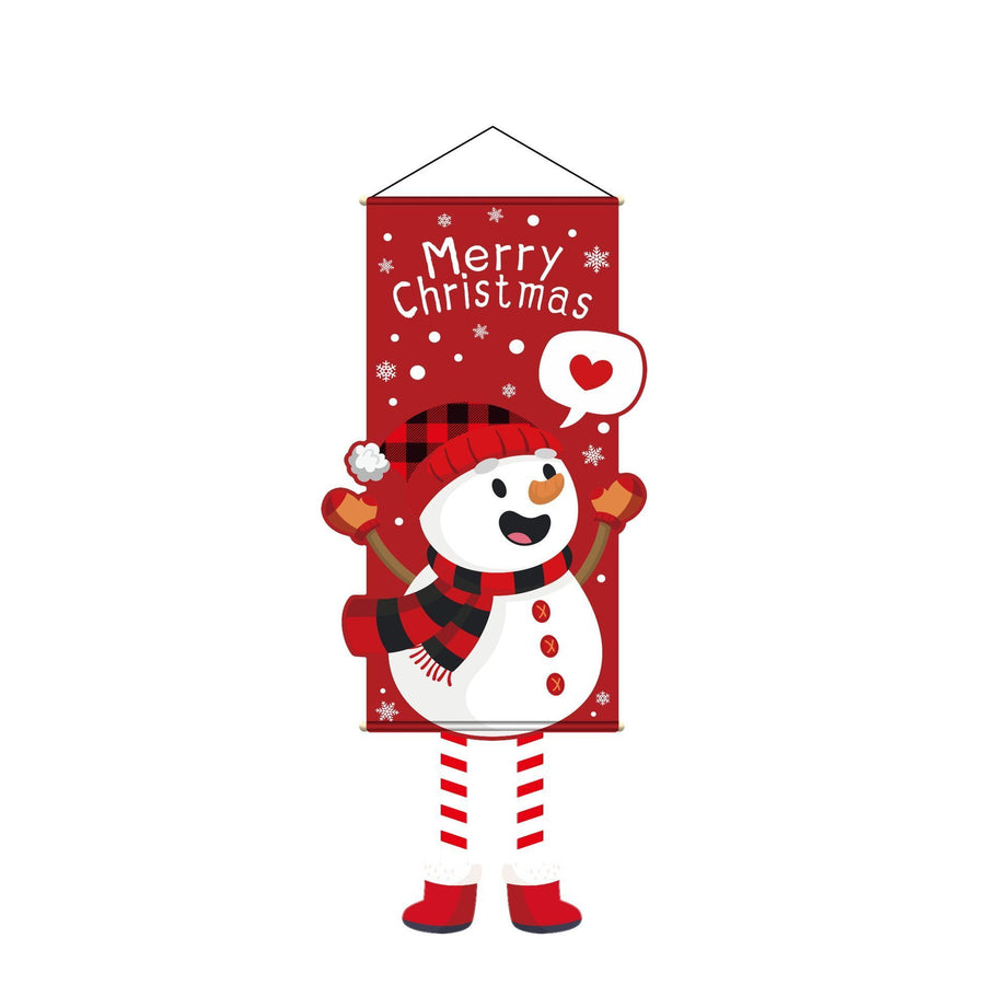 Snowman Printed Hanging Flag, Household Christmas & Halloween Holiday Party Backdrop Cloth, 110*40cm