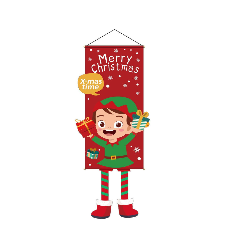 Elf Pattern Hanging Tapestry, Christmas & Halloween Scene Arrangement Decor Supplies, 110*40cm