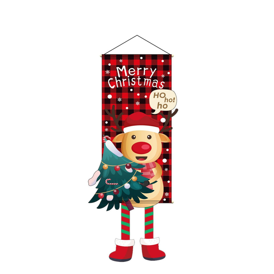 Elk Print Hanging Banner, Christmas & Halloween Creative Printed Festival Party Background Cloth, 110*40cm