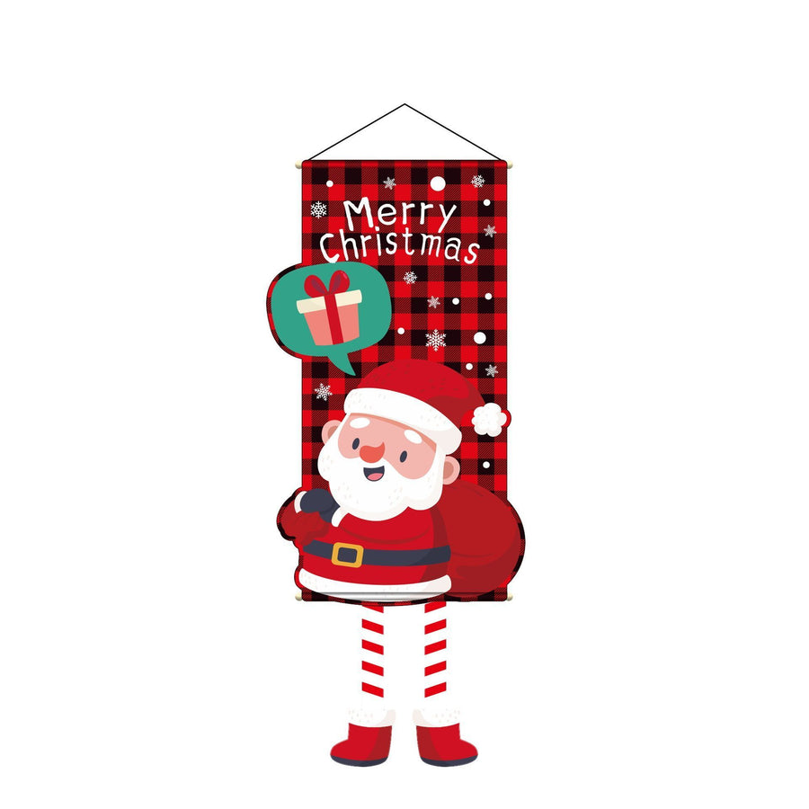 Santa Pattern Hanging Flag, Christmas & Halloween Indoor Party Layout Backdrop Decor, 110*40cm