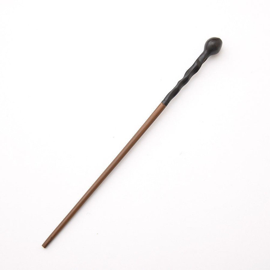 Medium Curved Resin Magic Wand With Built-in Metal Core, Mature Character Holiday Cosplay Prop, Style 23, Black Gold Stamping Ribbon Gift Box
