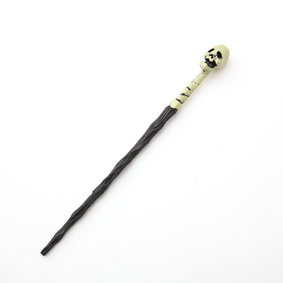 Round Sculpt Resin Magic Wand With Solid Metal Core, Dark Character Cosplay Decor, Style 31, Black Gold Stamping Ribbon Gift Box