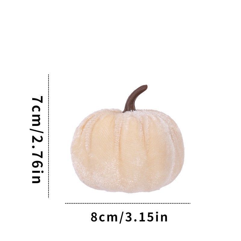 Soft Flocked Artificial Pumpkin Decor, Halloween & Christmas Home Display Ornaments, Great For Holiday Photo Shooting, Cream White 8cm