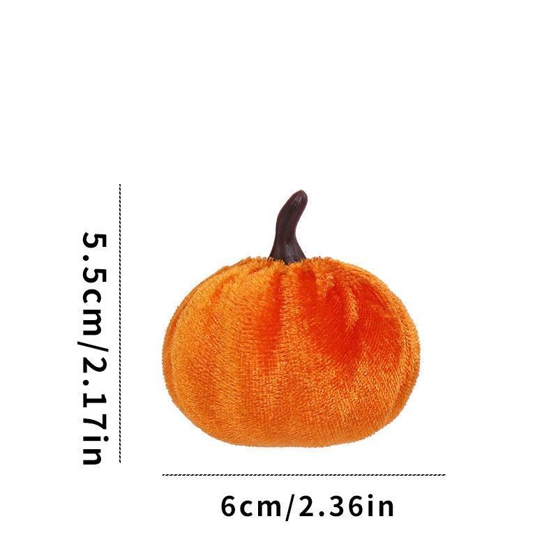 Flocked Fabric Faux Pumpkin Ornament, Halloween Christmas Harvest Festival Decor, Boost Warm Holiday Atmosphere, Orange 6cm