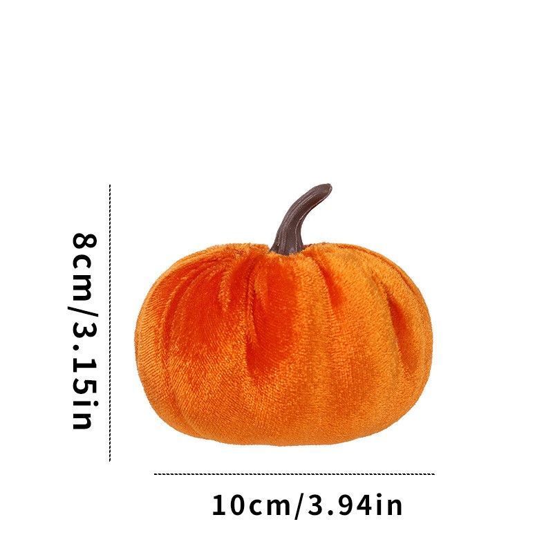 Ins Style Flocked Pumpkin Decor, Halloween & Christmas Indoor Party Supplies, Cute Seasonal Home Ornament, Orange 10cm