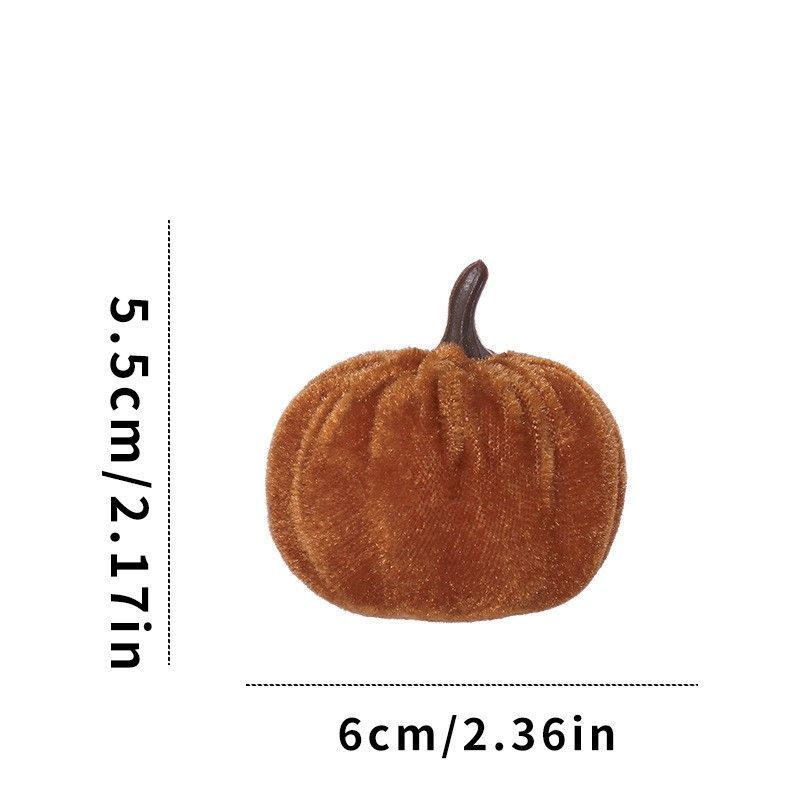 Flocked Fabric Artificial Pumpkin Figurine, Minimalist Ins Halloween & Christmas Decor, Desktop Aesthetic Ornament, Brown 6cm