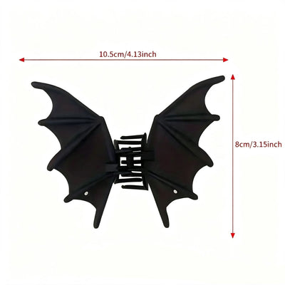 Halloween & Christmas Matte Black Bat Design Metal Hair Claw, Stylish Back Section Hair Clip For Festival Outfits