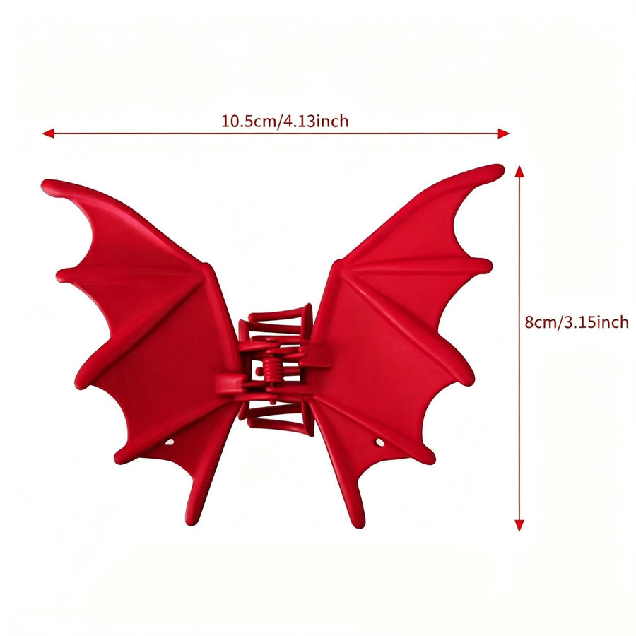 Halloween & Christmas Matte Red Bat Shaped Hair Claw, Premium Metal Hair Clip For Christmas & Halloween Looks