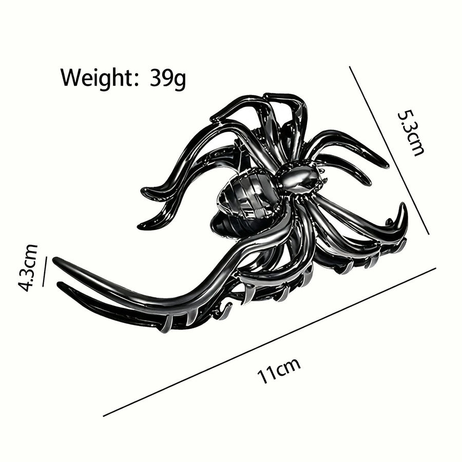 Halloween & Christmas Gun Black Spider Shaped Metal Hair Claw, Fashion Back Head Hair Accessory