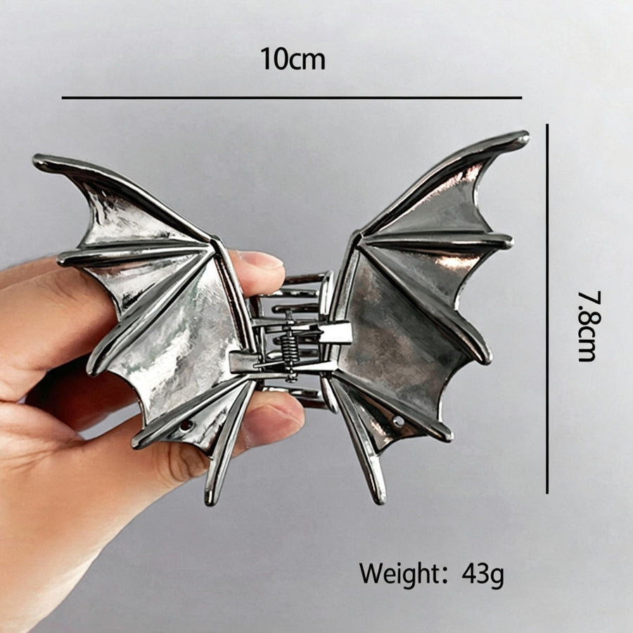 Halloween & Christmas Gun Black Bat Alloy Hair Claw, Statement Festival Hair Accessory For Updo Hairstyles