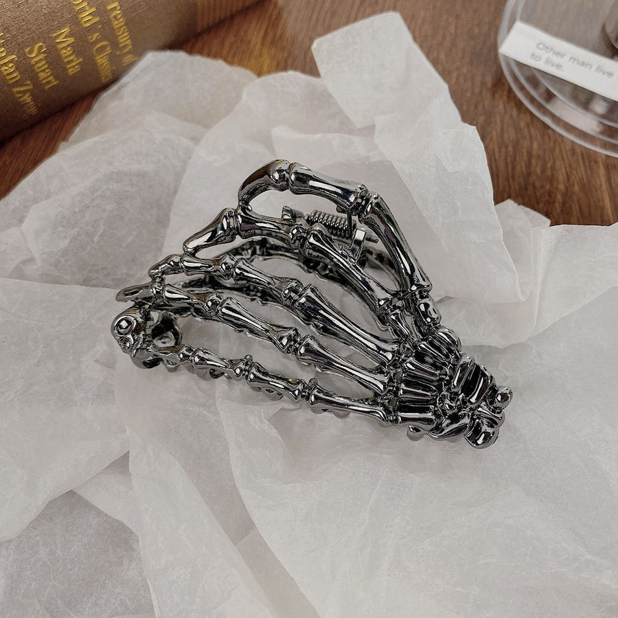 Halloween & Christmas Gun Black Skull Claw Alloy Hair Clip, Premium Accessory For Christmas & Halloween Dress Up