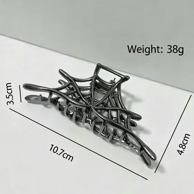 Halloween & Christmas Gun Black Spider Web Metal Hair Claw, Gothic Fashion Hair Accessory For Party Wear