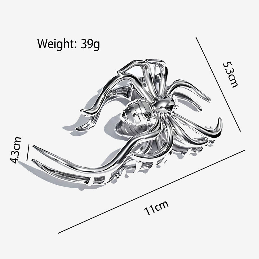 Halloween & Christmas Silver White Spider Alloy Shark Clip, Eye-catching Hair Claw For Holiday Celebrations