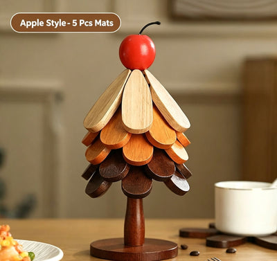 5-Tier Apple Style Christmas Tree Heat Insulation Trivet, Ornament Table Coaster for Christmas & Halloween Layout