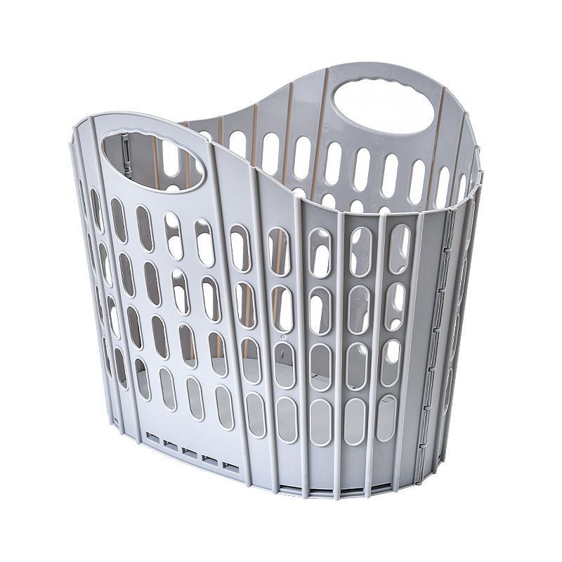Large Hollow-out Foldable Laundry Hamper, Grey Portable Clothes Storage Basket, Neat Storage Solution for Family Laundry
