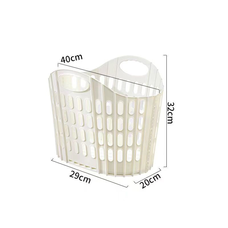 Small Hollow-out Foldable Laundry Hamper, White Wall Mount Clothes Basket, Space Saving Organiser for Narrow Bathroom