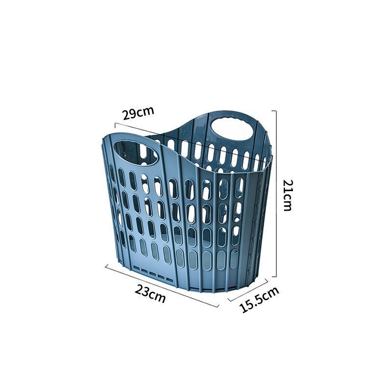 Extra Small Hollow-out Foldable Clothes Basket, Blue Wall Hanging Laundry Hamper, Perfect for Compact Ensuite Bathroom