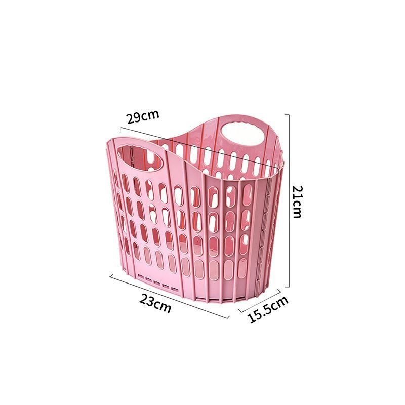 Extra Small Hollow-out Foldable Laundry Basket, Pink Wall Mount Hamper, Multi-use Bin for Clothing, Towels and Sundries