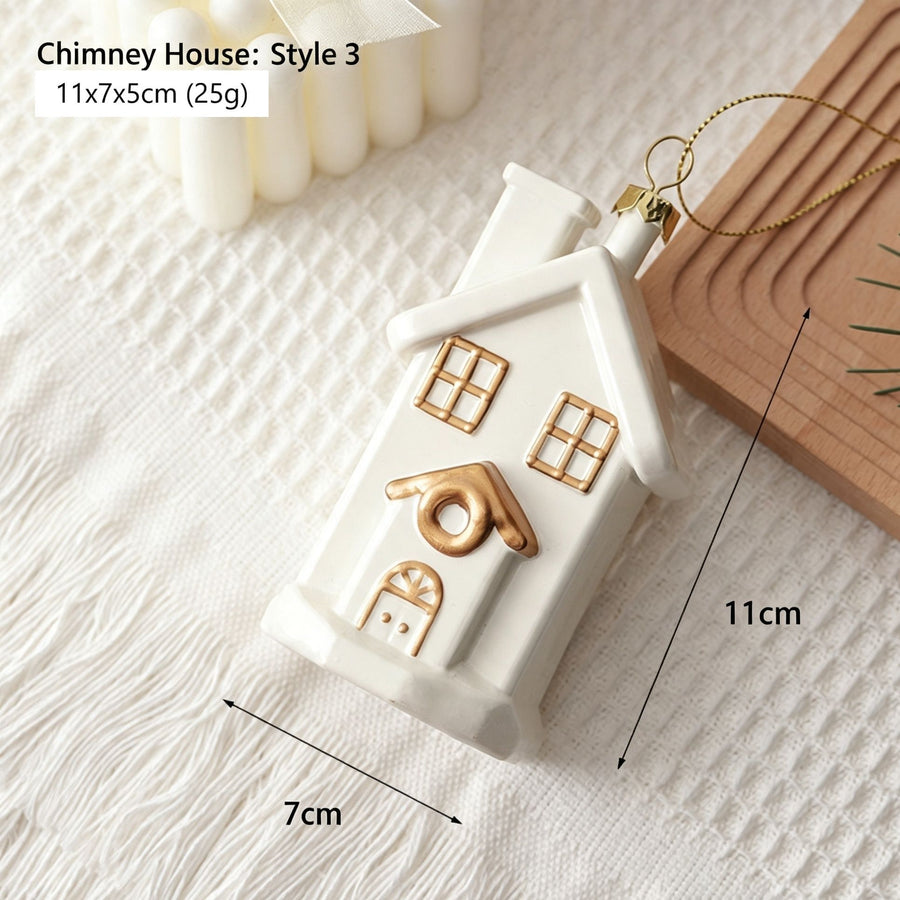 Festive Hanging Decor for Christmas and Halloween, Chimney House Shaped Ornament, Party Scene Layout Accessory