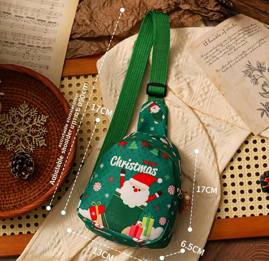 Merry Christmas Mini Gift Pouch, Green Santa Treat Bag, Multi‑use Packaging Sack for Holiday Small Gifts