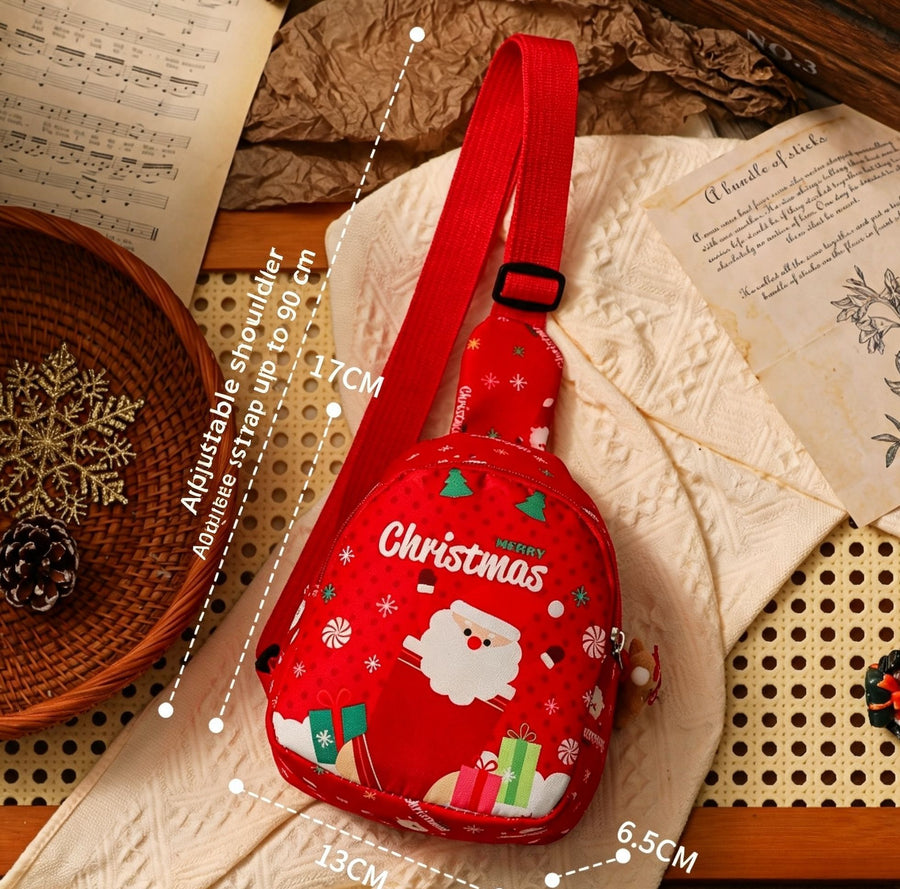 Merry Christmas Mini Gift Pouch, Red Santa Treat Bag, Portable Storage Pouch for Xmas Eve Apple & Tiny Presents
